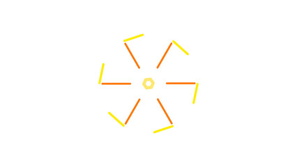 Abstract symmetrical design with radiating orange and yellow lines on black background