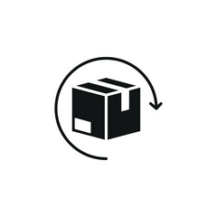 Box return icon. Simple parcel return icon for delivery, logistics, and e-commerce design. Vector illustration.