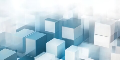 Obraz premium Abstract Background of Light Blue and White Cubes Arranged Geometrically With a Modern Futuristic Style Decorative Three Dimensional Pattern in a Digitally Generated Backdrop