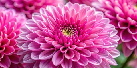 Obraz premium Vibrant pink chrysanthemum flower close-up with delicate petals unfolding , bloom, flower close-up, bloom
