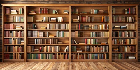 A wooden bookshelf with open shelves and books spilling out