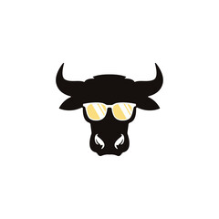 Stylish Bull Head with Sunglasses Logo Design