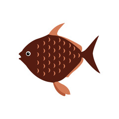 Silhouette fish sealife vector illustration on white background.