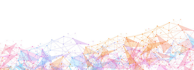 Geometric connected background. Connecting dots and lines. Global network connection. Banner template for technology.