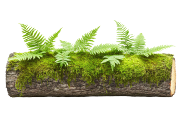 Log with ferns and moss