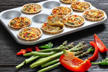 Frittata egg muffins with ground beef and veggies