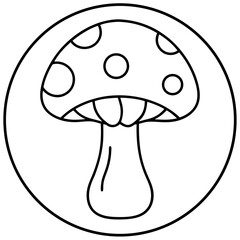 Minimalist White Mushroom Line Art