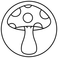 Minimalist White Mushroom Line Art