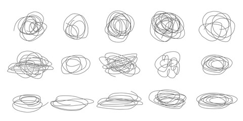 Hand drawn collection round lines, Scribbles  circles and ovals