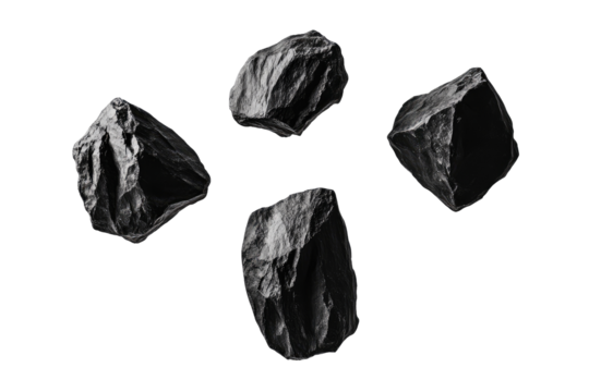 Four dark stones against black background - Powered by Adobe
