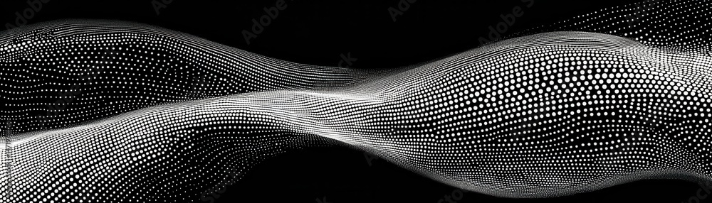 Poster abstract wave pattern in black and white with geometric design elements smooth curves and dynamic rh