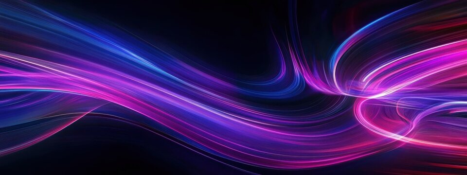 Abstract Wavy Background with Flowing Purple Blue and Red Lights Modern Design Featuring Dynamic Streaks and Glowing Elements on Dark Backdrop