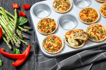 Frittata egg muffins with ground beef and veggies