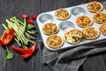 Frittata egg muffins with ground beef and veggies