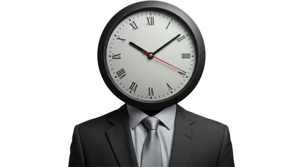 Isolated Businessman with Clock Head