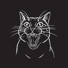 Angry Feline outline vector 