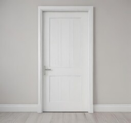Crisp white interior door; subtle handle detail ,  white background,  door handle