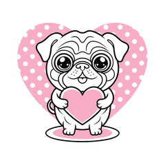 Cut dog holding heart vector design