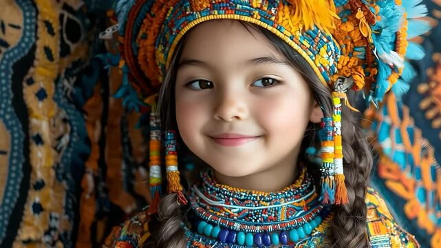Portrait of a child in vibrant cultural attire