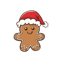 Gingerbread man with Santa hat vector