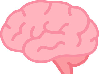 Pink human brain icon.  Vector illustration.