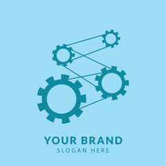 Abstract gear logo forming the letter S, symbolizing technology, automation, and connection. Ideal for branding in engineering, industry, or tech companies