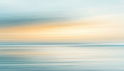 Fototapeta premium Golden Light on Tranquil Ocean Horizon Underneath Pale Blue Sky Nature Scene