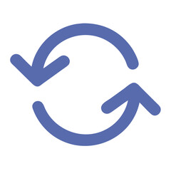 Blue sync arrows icon in flat circular style