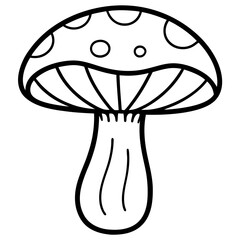 Minimalist Portobello Mushroom Line Drawing