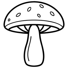 Minimalist Portobello Mushroom Line Drawing