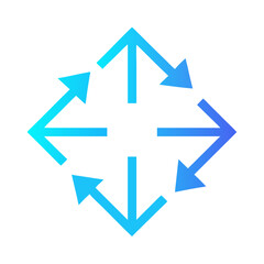 Blue outward arrows icon in star-like directional concept