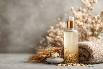 Fototapeta premium Face mist bottle and calming cream with oat 