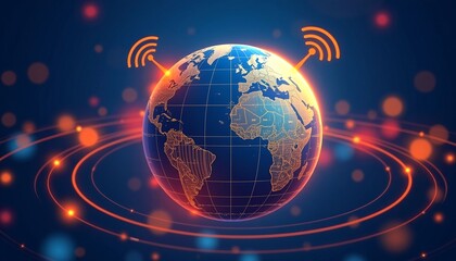 A digital representation of global communication and network connection