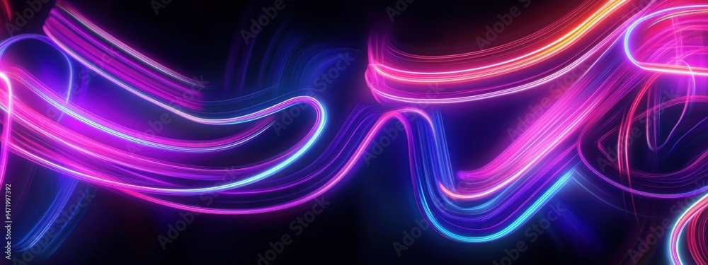 Aufkleber swirling neon light trails on black background showcasing abstract modern design and futuristic glow