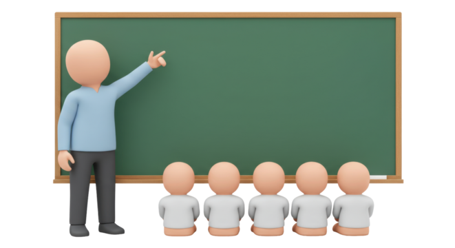 Isolated Teacher in front of Students in Classroom - Powered by Adobe