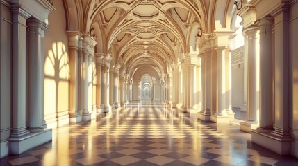 Obraz premium Classical building with arches and columns stock photo --ar 16:9 --raw --v 6 Job ID: 7161ca88-c07d-4dc0-ba85-7a79696d3ecb