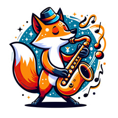 Naklejka premium Vector file of a deer playing the saxophone