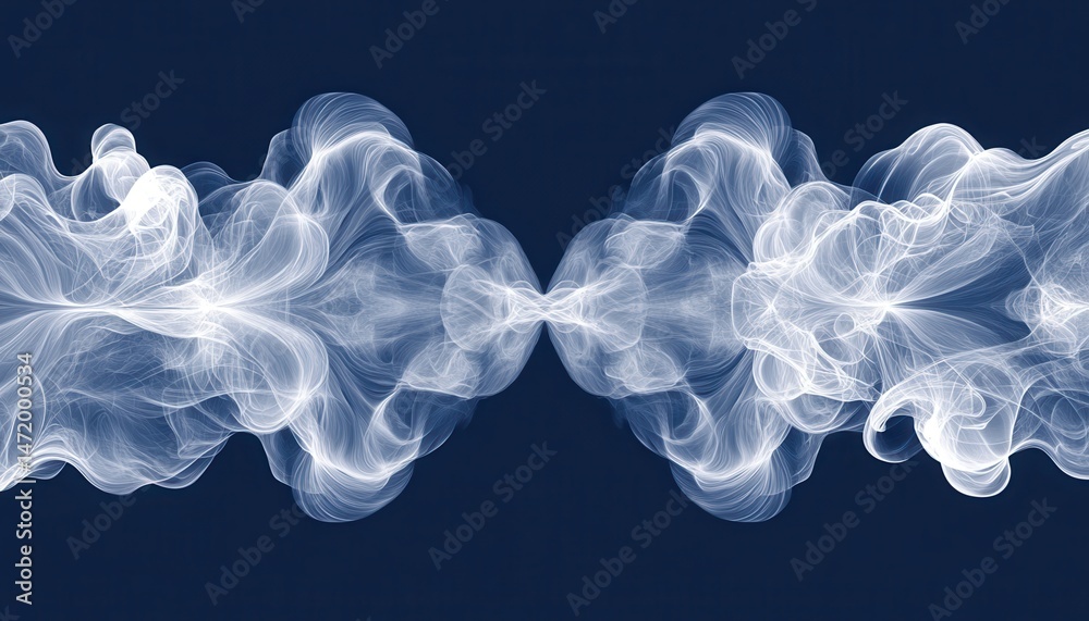 Aufkleber symmetrical white smoke flowing against dark blue background abstract design art motion dynamic flui
