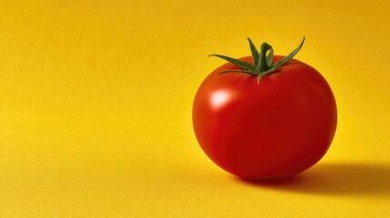 A tomato on a yellow background