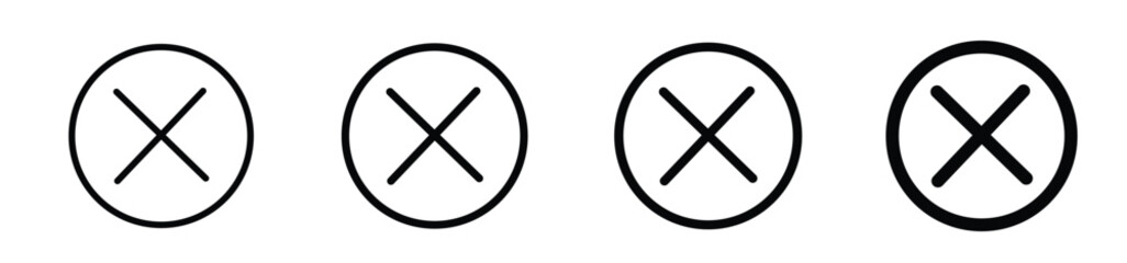 Obraz premium Close Icon Flat art illustration in outline.x icon button, cross or close icon button