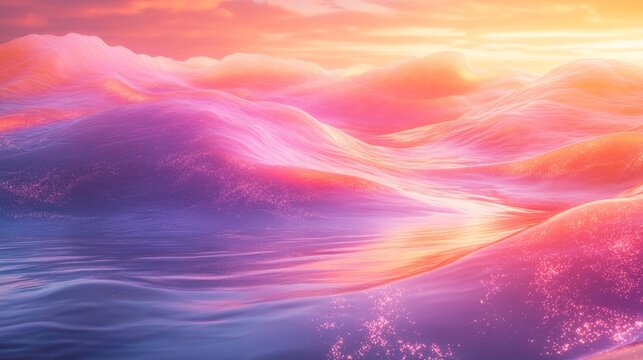 Colorful, vibrant landscape of rolling hills.