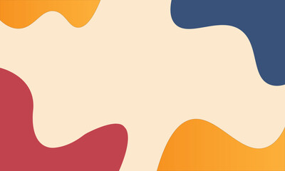 Abstract fluid background featuring smooth organic shapes in red, blue, orange, and beige tones. Perfect for modern design, web banners, or minimalist artwork.