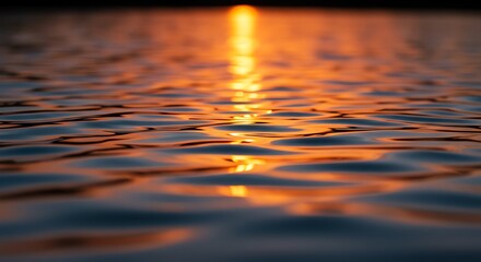 Golden sunset light reflecting on water surface
