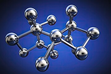 Fototapeta premium 3D model of a molecular structure. Metallic spheres connected by rods