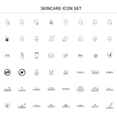 Skincare Icons Set – Beauty, Treatment, and Cosmetic Line Symbols Collection