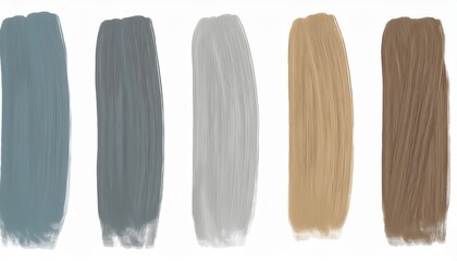  paint brush stroke swatches in earthy blue, charcoal, cream, and ochre for minimalist branding, print, or web design background