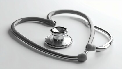 Stylized Stethoscope Shaped Like Heart on White Background Symbolizing Health and Care