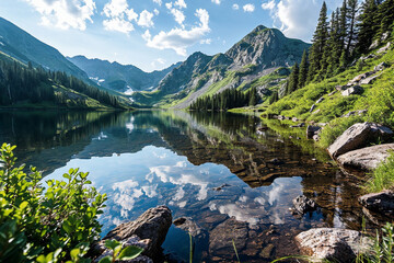 Crystal Clear Mountain Lake Reflection