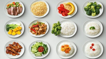 Variety of Asian dishes on plates