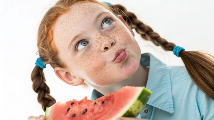 A young hoyden girl thought it was funny to spit watermelon seeds into a refreshing glass of water.